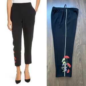 TED BAKER Kinalee Highland Side Stripe Floral Detail Trousers In Black
